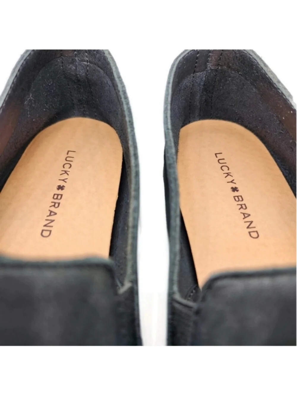 Lucky Brand Charsa 2 Soft Black Nubuck Leather Slip-On Loafer Flats